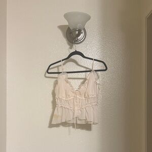 Privy Cream Ruffle Crop Top